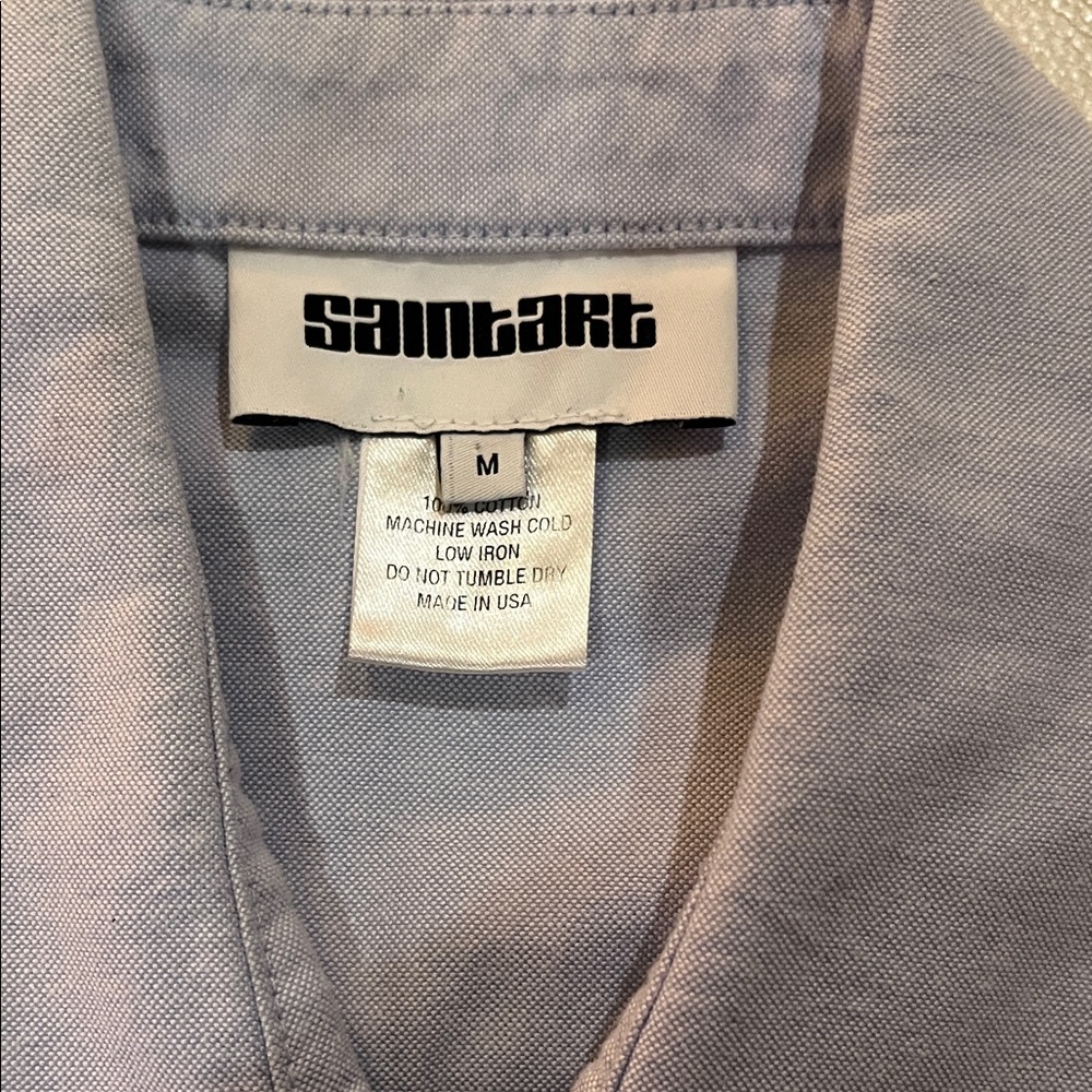 Light Blue tailored Cropped Blouse - Picture 2 of 6